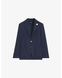 BOSS - Slim-Fit Micro-Pattern Linen-Blend Blazer - Lyst