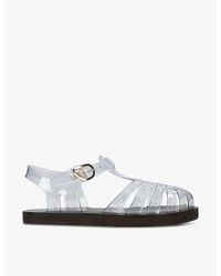 Ancient Greek Sandals - Homeria Fisherman Flat Leather And Jelly Sandals - Lyst