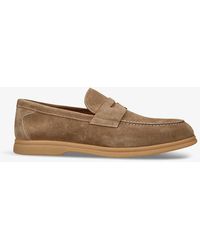 Doucal's - Wash Suede Penny Loafers - Lyst