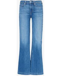 PAIGE - Geneveive Faded-wash Flared-leg High-rise Denim-blend Jeans - Lyst