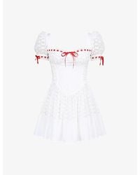 House Of Cb - Jana Broderie-Anglaise Cotton Mini Dress - Lyst