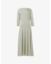 eem - Front-Pleated Woven Midi Dress - Lyst