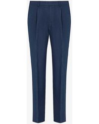 Corneliani - Structured-waistband Regular-fit Straight-leg Linen Trousers - Lyst