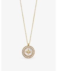 Astley Clarke - Polaris 18Ct-Plated Sterling- Mother-Of-Pearl And Sapphire Locket Necklace - Lyst