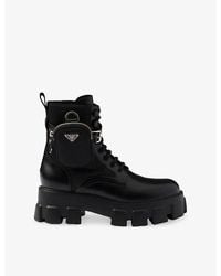Prada - Monolith With Pouch Leather And Re Nylon Combat Boots - Lyst