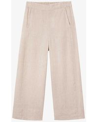 The White Company - Wide-leg High-rise Cropped Linen Trousers - Lyst