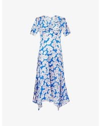 Stella McCartney - Daisy-Print Silk Midi Dress - Lyst