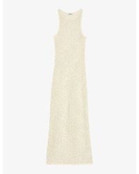 Sandro - Rhinestone-embellished Open-weave Knitted Maxi Dress - Lyst