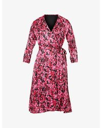 IKKS - Floral-print Wrap-over Woven Midi Dress - Lyst