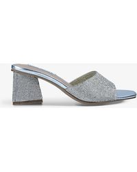 Unique Bargains - Women's Rhinestone Decor Stiletto Heel Mule Sandals Silver (Size 9) - Walmart 