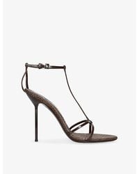 Paris Texas - Lidia T-Strap 105 Leather Heeled Sandals - Lyst