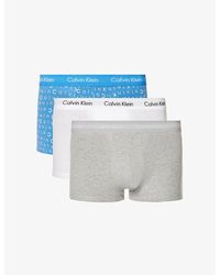 Calvin Klein - Logo-waistband Pack Of Three Stretch-cotton Trunks - Lyst
