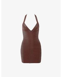 House Of Cb - The Contour Halter-Neck Stretch-Woven Mini Dress - Lyst