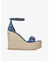 Versace - Baroque Graphic-pattern Woven Wedge Espadrilles - Lyst
