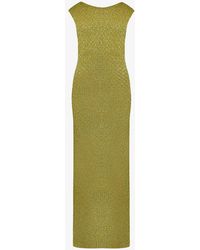 Ro&zo - Round-neck Sleeveless Metallic-knit Maxi Dress - Lyst