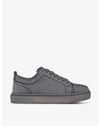 Christian Louboutin - Adolon Junior Woven-blend And Suede Low-top Trainers - Lyst
