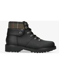 Barbour - Burne Tartan-trim Leather Hiking Boots - Lyst
