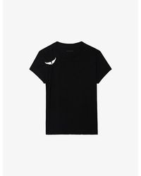 Zadig & Voltaire - Suzan Wings-Brooch Cotton-Jersey T-Shirt - Lyst
