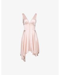 House Of Cb - Sabella V-Neck Satin Mini Dress Xs (A-C Cup) - Lyst