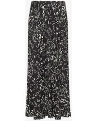 Whistles - Scribble Bouquet Floral-print Fluted Woven Midi Skirt - Lyst