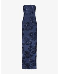 ROTATE BIRGER CHRISTENSEN - Albertina 3D Floral-Applique Mesh Maxi Dress - Lyst