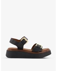 Dune - Loells Square-toe Leather Platform Sandals - Lyst
