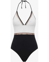 Reiss - Ray Colourblock Stretch-jersey Swimsuit - Lyst