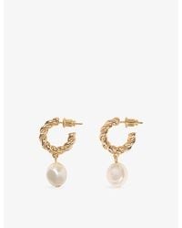 Maje - Twisted Bead Brass Hoop Earrings - Lyst