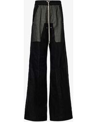 Rick Owens - Bela Semi-sheer Relaxed-fit Flared-leg Cotton Trousers - Lyst
