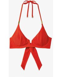 Reiss - Aubrey Halterneck Stretch-nylon Bikini Top - Lyst