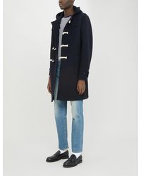 Sandro Hooded Wool-blend Duffel Coat - Blue