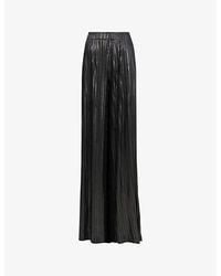 eem - Plisse Elasticated-Waistband Wide-Leg Mid-Rise Trousers - Lyst