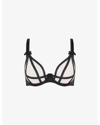 Agent Provocateur - Briella Bow-Embellished Plunge Mesh Underwired Bra - Lyst