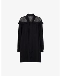Whistles - Lace-Embroidered Crepe Mini Dress - Lyst