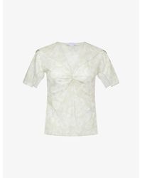 Stella McCartney - Daisy-Print Cap-Sleeve Silk Top - Lyst