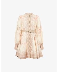 Zimmermann - Illuminate Button-Up Linen Mini Dress - Lyst