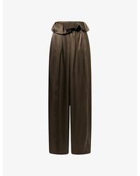 KHAITE - Kira Frilled Silk Trousers - Lyst