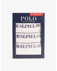 Polo Ralph Lauren - Branded-Waistband Pack Of Three Stretch-Cotton Briefs - Lyst