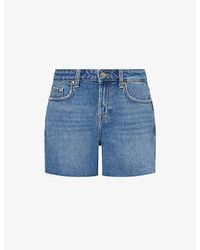 7 For All Mankind - Monroe Mid-Rise Long Denim Shorts - Lyst