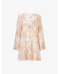savannah morrow andria floral-print silk and bamboo-blend crepon midi dress Savannah Morrow Silk-Bamboo Andria Dress In Orange - 33% Off
