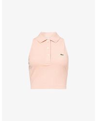 Lacoste - Logo-Embroidered Sleeveless Cotton-Blend Polo Top - Lyst