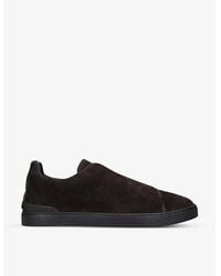 ZEGNA - Triple Stitch Leather And Fabric Low-Top Trainers - Lyst