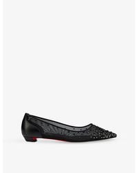 Christian Louboutin - Miss Z Degrastrassina Perla Leather Flats - Lyst