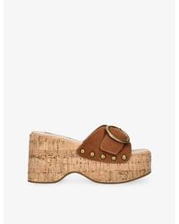 Steve Madden - Pedestal Platform Suede Sandals - Lyst