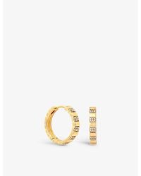 Astrid & Miyu - Ridged 18ct Yellow Gold-plated Sterling-silver And Cubic Zirconia Hoop Earrings - Lyst