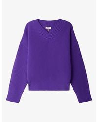 Sandro - Ribbed-Knit V-Neck Wool And Cashmere Jumper - Lyst