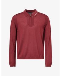 Emporio Armani - Script Virgin-Wool Polo Jumper - Lyst