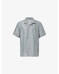Corneliani - Floral-Print Short-Sleeve Silk Shirt - Lyst