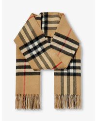 Burberry - Giant Check Tasselled-trim Cashmere Scarf - Lyst