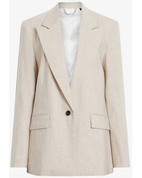 AllSaints - Whitney Relaxed-fit Single-breasted Stretch Linen-blend Blazer - Lyst